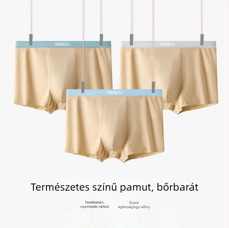 Férfi pamut boxerek középső derekú, lélegző, antibakteriális, 90–95% pamut, kötött