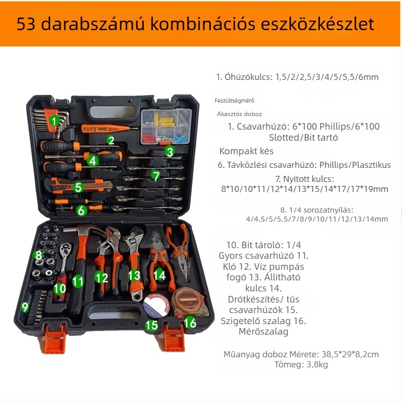 Háztartási gépek javításához készlet, 53 darabos, acél, szabvány Formula