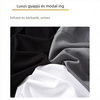 Férfi modal ing tavasz-őszre, hosszú ujjú, négyszögletes gallér, vastagabb anyag, üzleti casual stílus, vasalás nélkül, bőrbarát