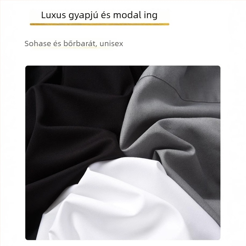 Férfi modal ing tavasz-őszre, hosszú ujjú, négyszögletes gallér, vastagabb anyag, üzleti casual stílus, vasalás nélkül, bőrbarát