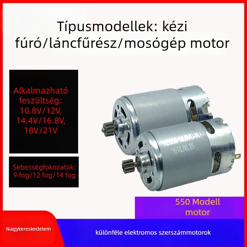 Kézi fúró motor – újratölthető Li-ion akkumulátor, állítható sebesség, pisztolygomb alak, háromfejű tokmány, alkalmas kézi fúróhoz és láncfűrészhez