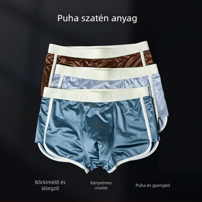 Férfi boxerbriefek, nejlon, lélegző, antibakteriális, sima szövésű, középmagas derekú