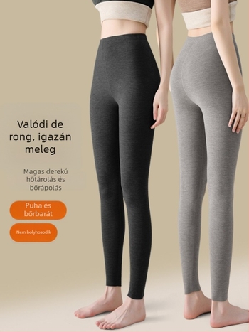 Női meleg termo leggings fleece béléssel, vastag poliészter alapanyagú nadrág őszre és télre