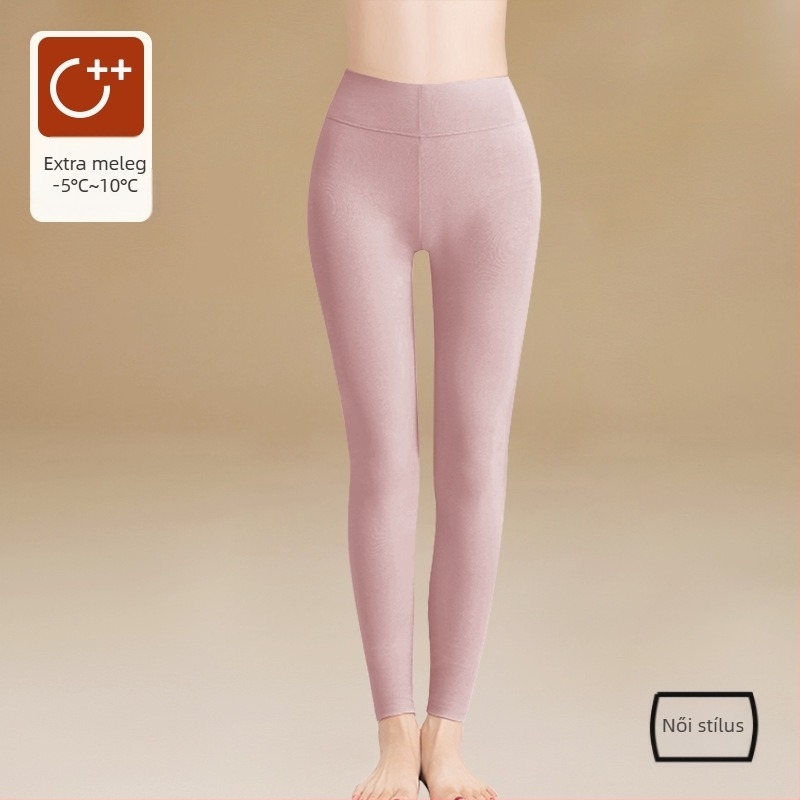 Magas derekú pamut termo leggings fleece béléssel – vastag, 280 g, 9/10 hossz