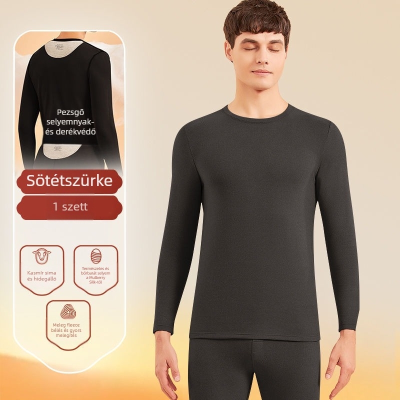 Pár számára Termál aláöltözet applikációval – kationikus poliészter, kétszeres rétegű, varratmentes, kerek nyakú, hosszú ujjú felső + nadrág, őszi-téli