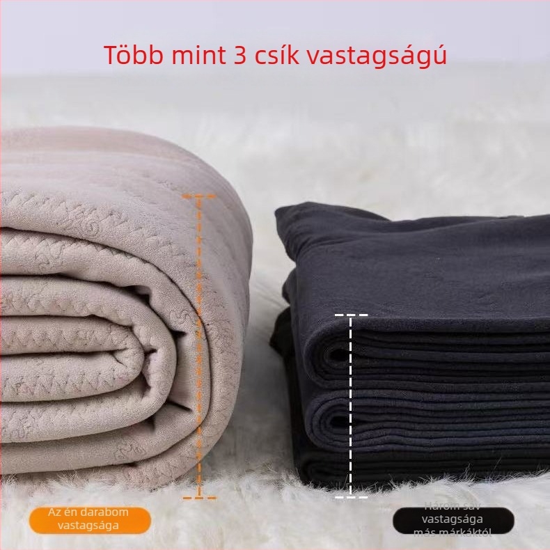Női termikus nadrág, magas derekú, fleece-béléssel, térdvédős, öt rétegű, extra vastag téli belső nadrág