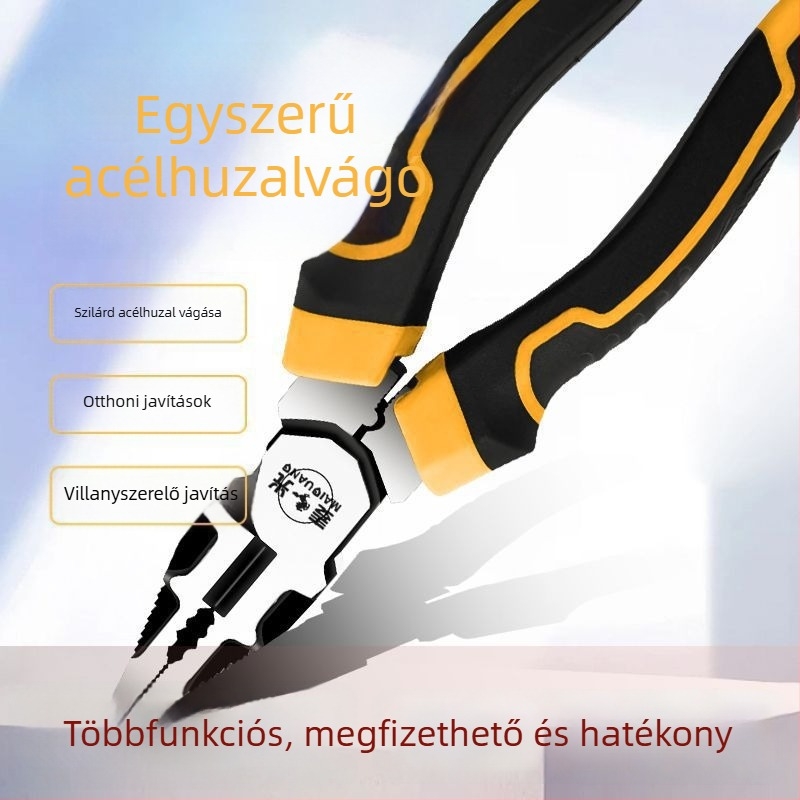 Német stílusú ipari huzalszúró fogó, energia-megtakarítás, villanyszerelő fogó tűs végű, univerzális állkapcsok, vágási átmérő 4,6 mm