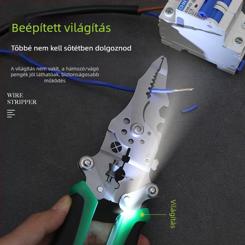 Rozsdamentes acélból készült összecsukható többfunkciós vezetékcsupaszító testerrel, villanyszerelőknek