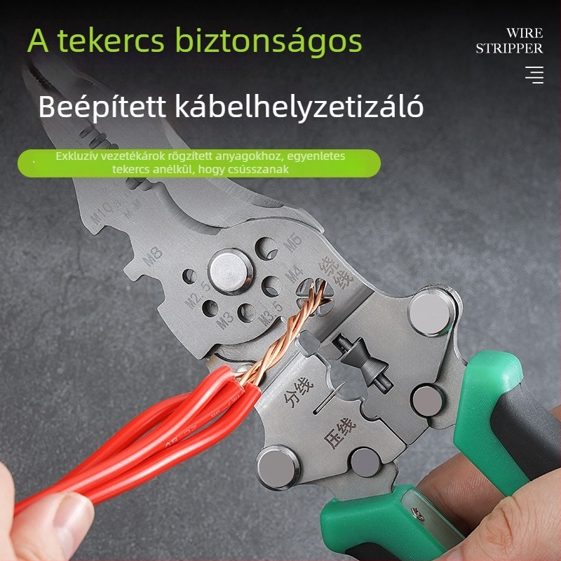 Rozsdamentes acélból készült összecsukható többfunkciós vezetékcsupaszító testerrel, villanyszerelőknek