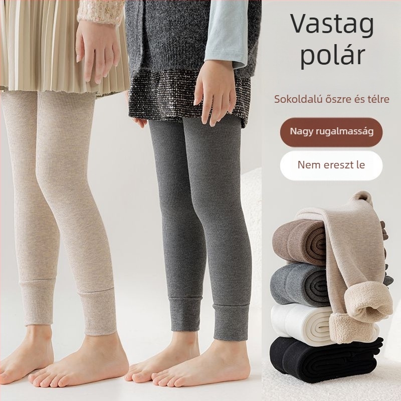 Lányoknak fleece-béléses, vastag harisnya ősz-télre meleg, 3/4 hosszú közepes–nagy gyerekeknek