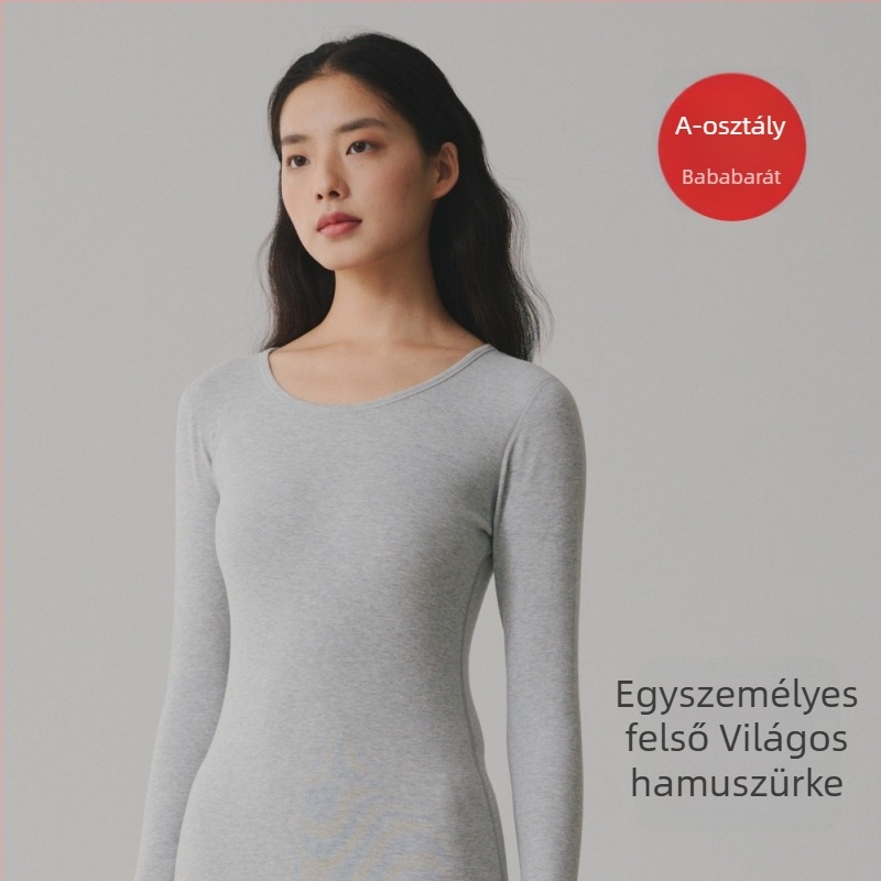 Női pamutból készült melegítő felső, vastag bolyhosítás kétoldalas felülettel, antibakteriális, karcsúsított szabású, kerek nyakú, téli alapréteg