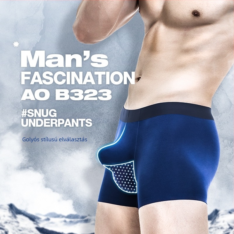 Férfi légző boxeralsó regenerált cellulóz rostból, kötött, középmagas derekú, belső réteg spandex-szel