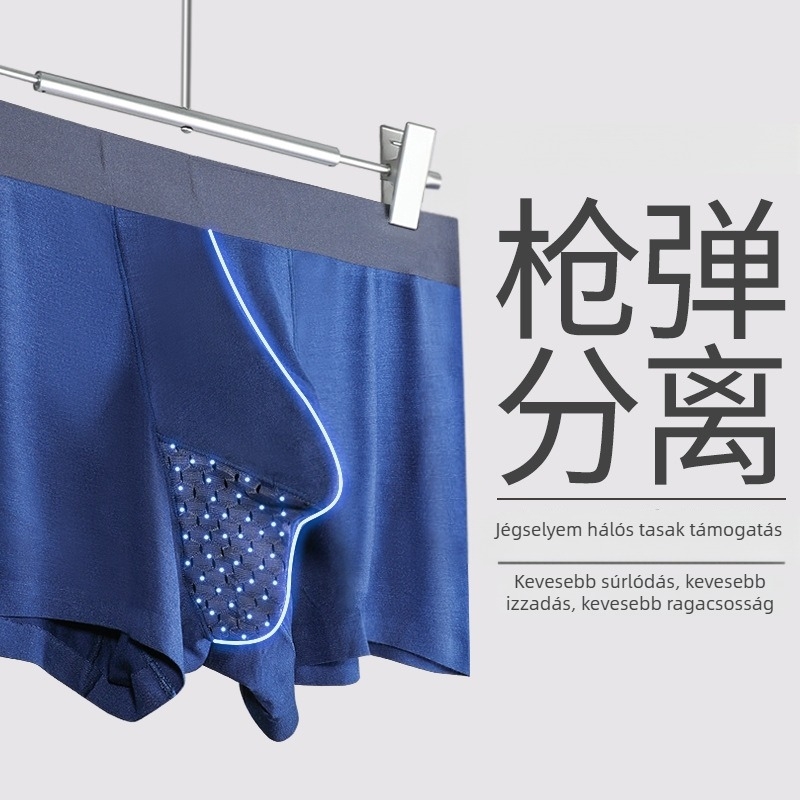 Férfi légző boxeralsó regenerált cellulóz rostból, kötött, középmagas derekú, belső réteg spandex-szel