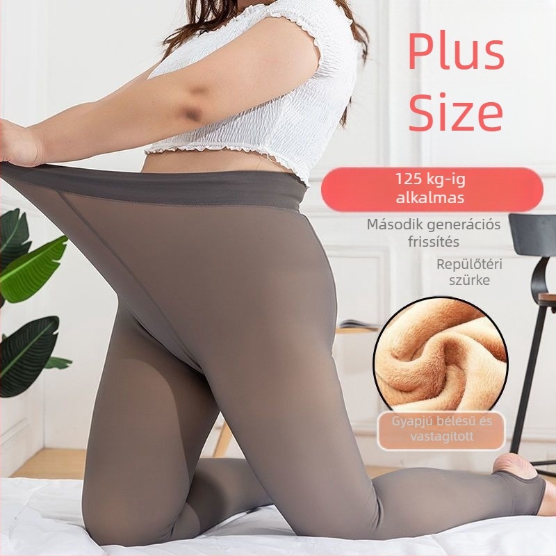 Plusz méretű fleece-bélelt, vastag leggings, teljes hosszúságú