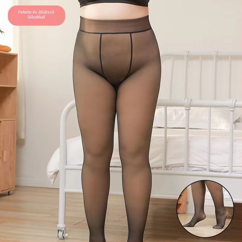Plusz méretű fleece-bélelt, vastag leggings, teljes hosszúságú
