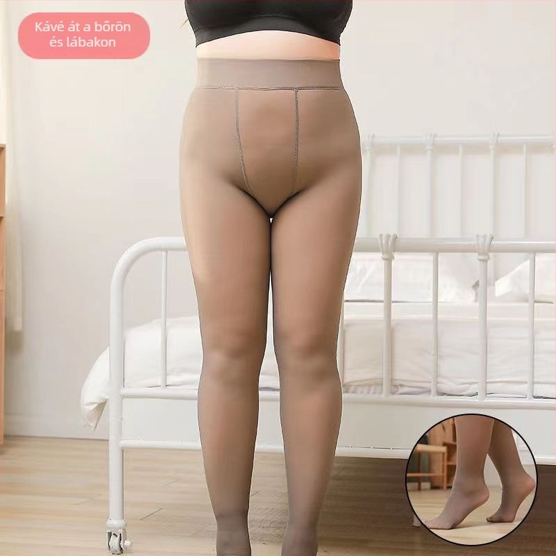 Plusz méretű fleece-bélelt, vastag leggings, teljes hosszúságú