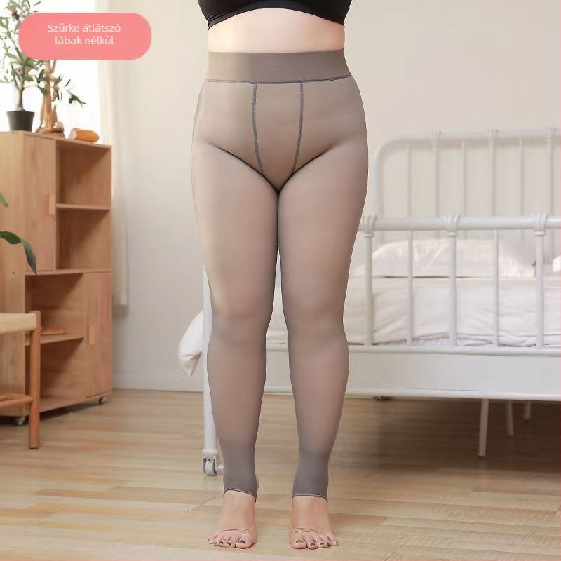 Plusz méretű fleece-bélelt, vastag leggings, teljes hosszúságú