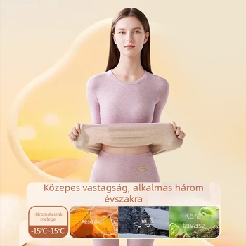Női akril rostból készült termo alsóruha készlet – Extra vastag 301–350 g/m², kerek nyak, hosszú ujjú, nadrág