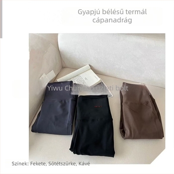 Női melegítő nadrág fleece béléssel, magas derékkal, has összenyomó és csípő-emelő hatással, ősz-télre.