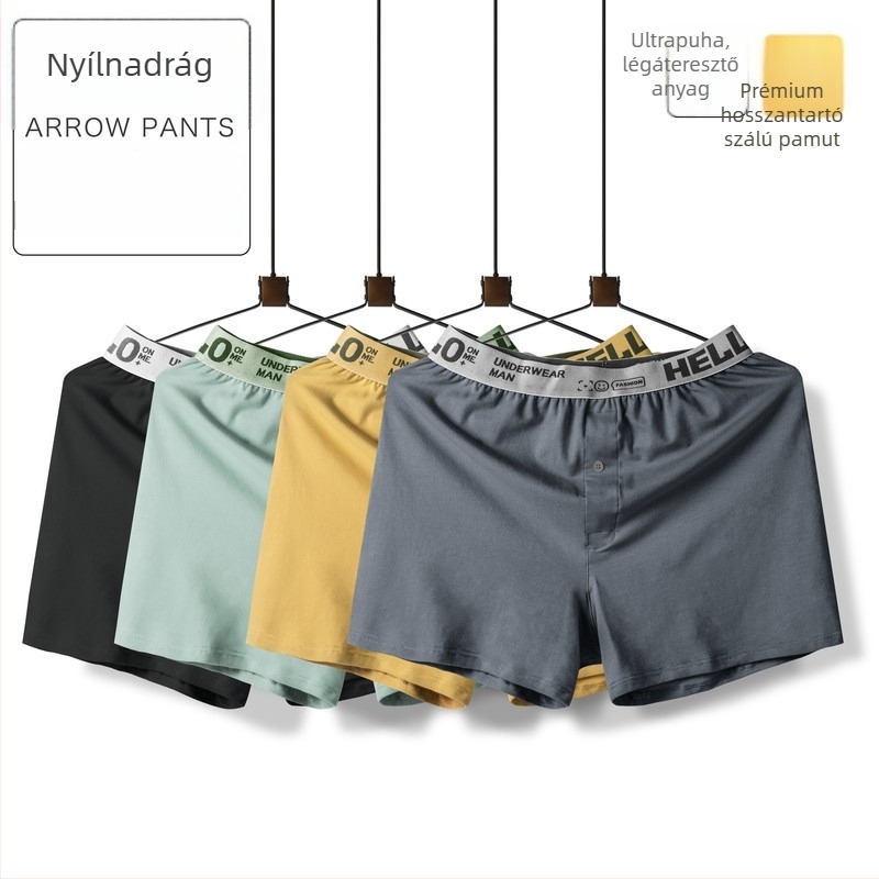 Férfi pamut boxeralsó, laza szabás, légáteresztő, nagy méret