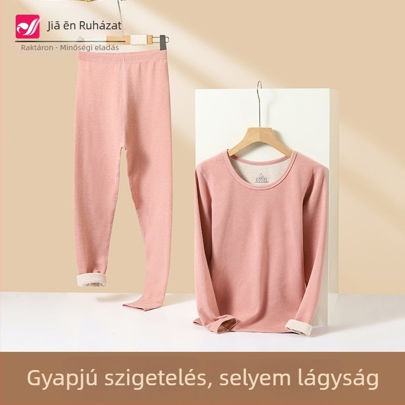 Női gyapjú-selyem termo szett Derong anyagból, kapucnis felső és nadrág