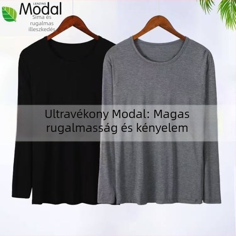 Férfi modal hosszú ujjú alapréteg, vékony, puha és rugalmas