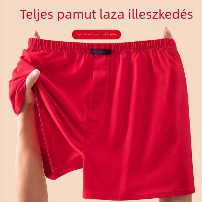 Férfi pamut boxeralsó, magas derekú, kötött anyag, ágyéktámasz 100% pamut, egész évben viselhető