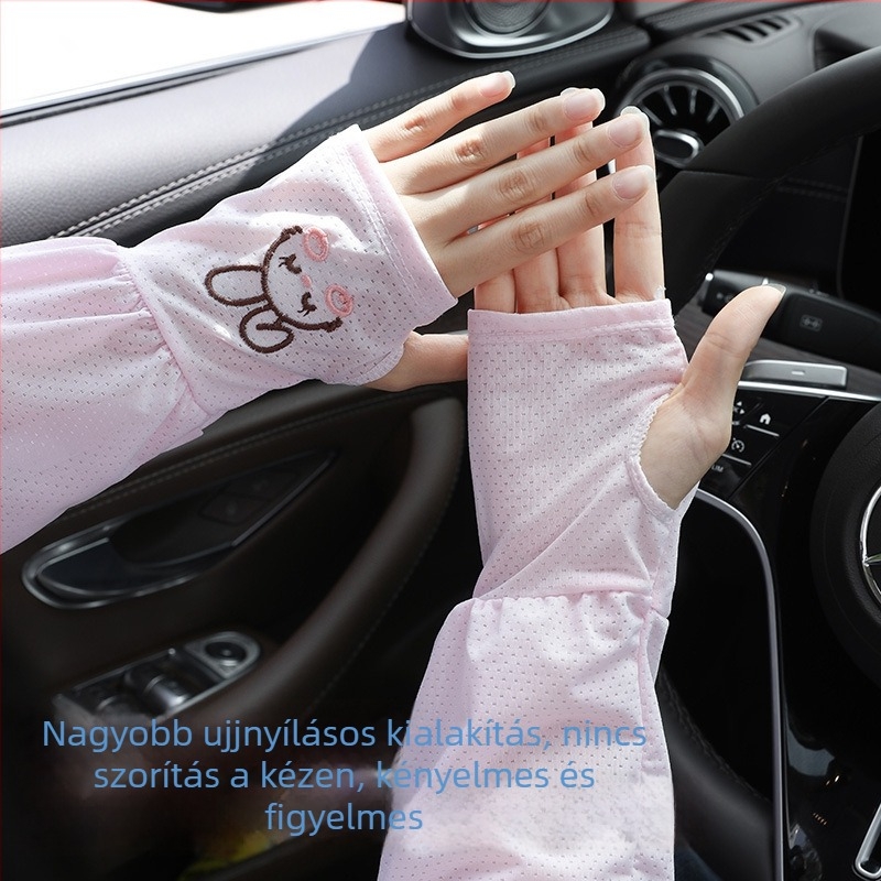 Női Ice Silk napsugárvédő karpántok, légáteresztőek, könnyűek és lazák, nyuszi mintával, utazáshoz és vezetéshez