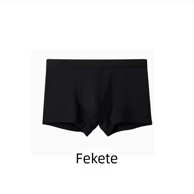 Férfi pamut boxeralsó, középső derékszélességű, egyszínű, négy évszakos, fő anyag 95–100% pamut, ágyékbélés 100% pamut