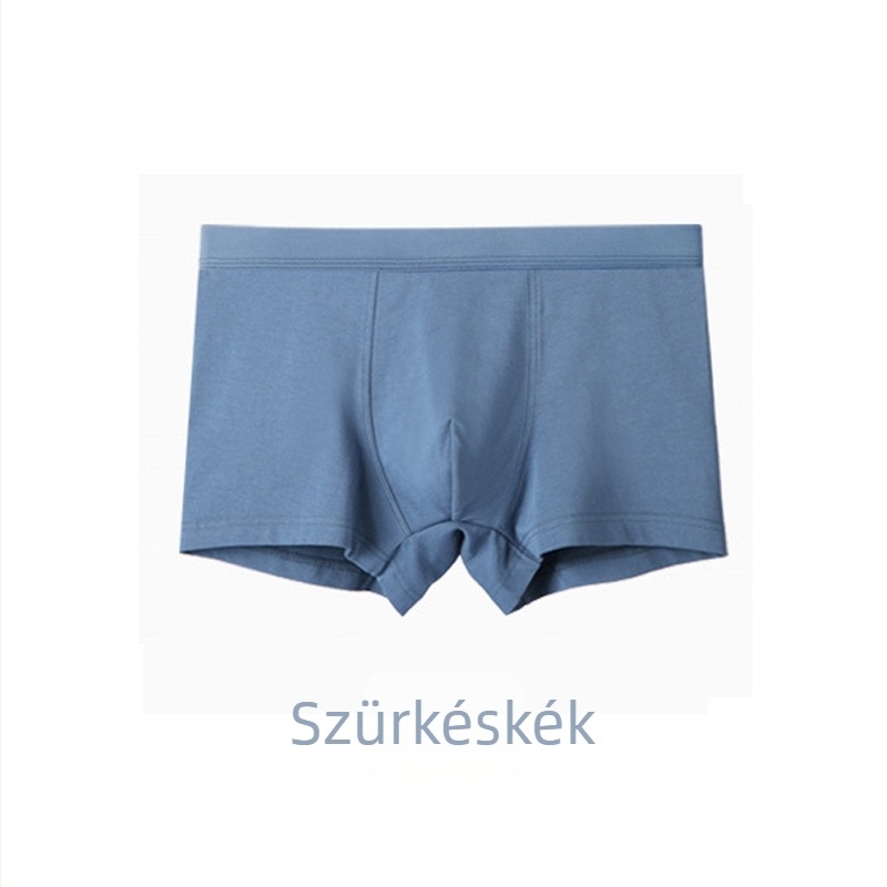Férfi pamut boxeralsó, középső derékszélességű, egyszínű, négy évszakos, fő anyag 95–100% pamut, ágyékbélés 100% pamut