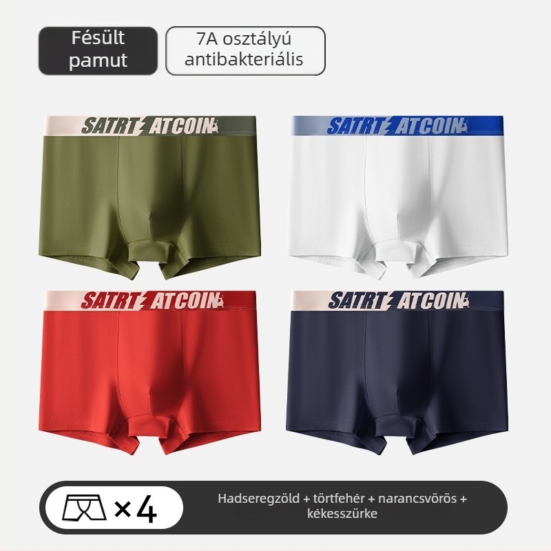 Férfi pamut boxeralsó grafén antibakteriális tulajdonságokkal, légáteresztő, plusz méret