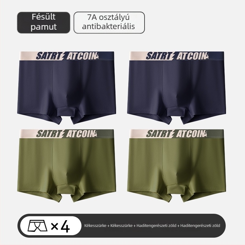 Férfi pamut boxeralsó grafén antibakteriális tulajdonságokkal, légáteresztő, plusz méret
