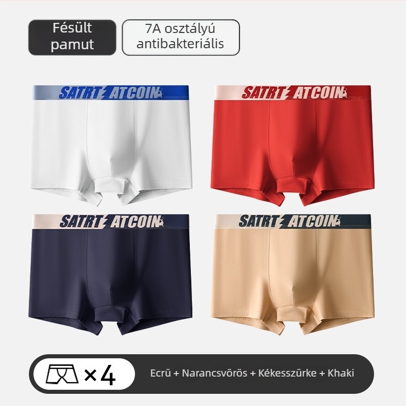 Férfi pamut boxeralsó grafén antibakteriális tulajdonságokkal, légáteresztő, plusz méret