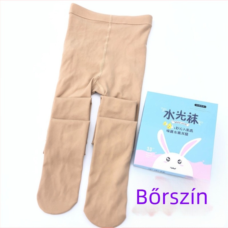 Őszi–téli fleece bevonat harisnya közepes vastagságú, bőrszínű kávé-szürke árnyalat