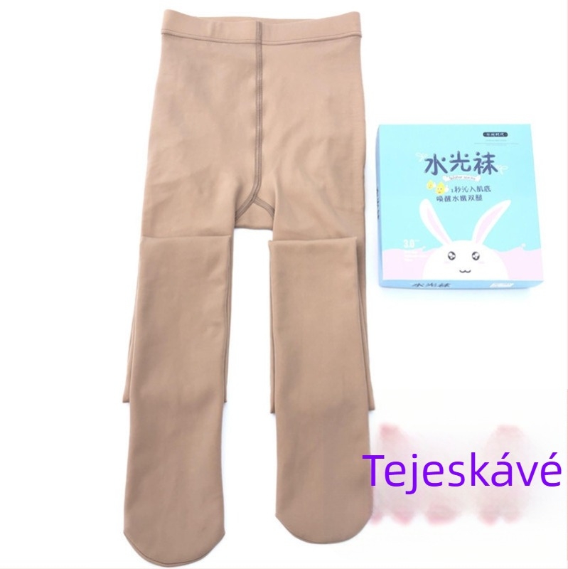 Őszi–téli fleece bevonat harisnya közepes vastagságú, bőrszínű kávé-szürke árnyalat