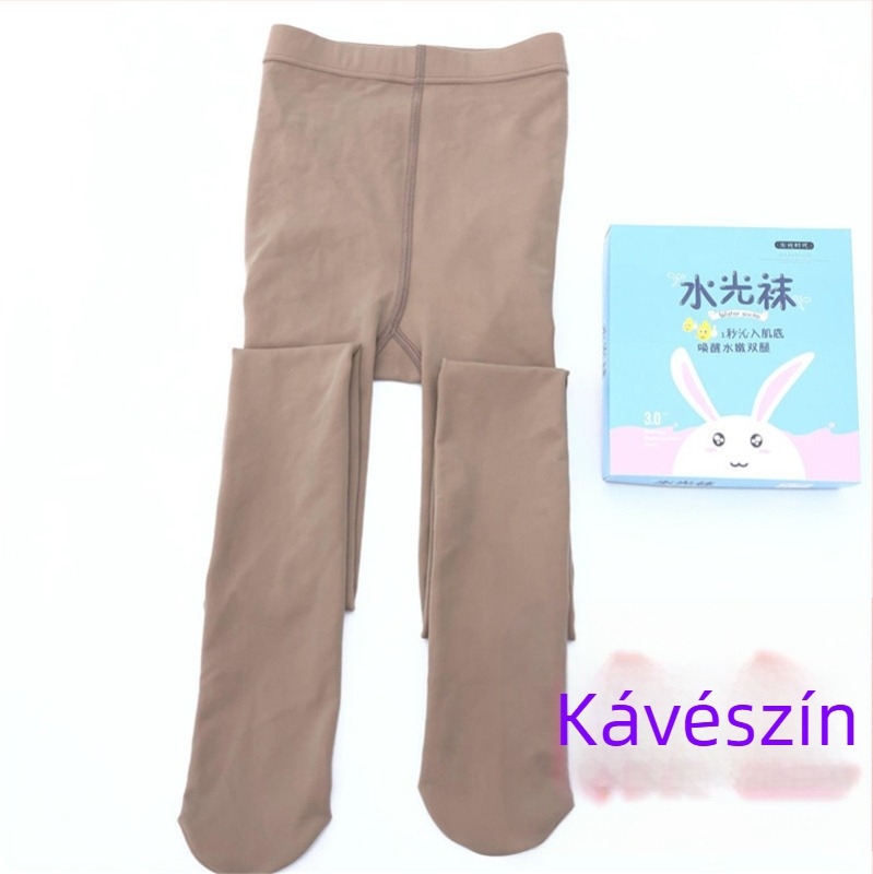 Őszi–téli fleece bevonat harisnya közepes vastagságú, bőrszínű kávé-szürke árnyalat