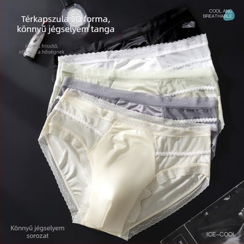 Férfi seamless Ice Silk alsónadrág, lélegző 3D kontúrral, középső derekú