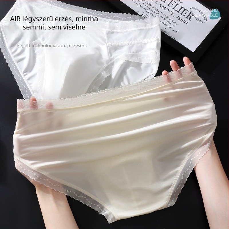 Férfi seamless Ice Silk alsónadrág, lélegző 3D kontúrral, középső derekú