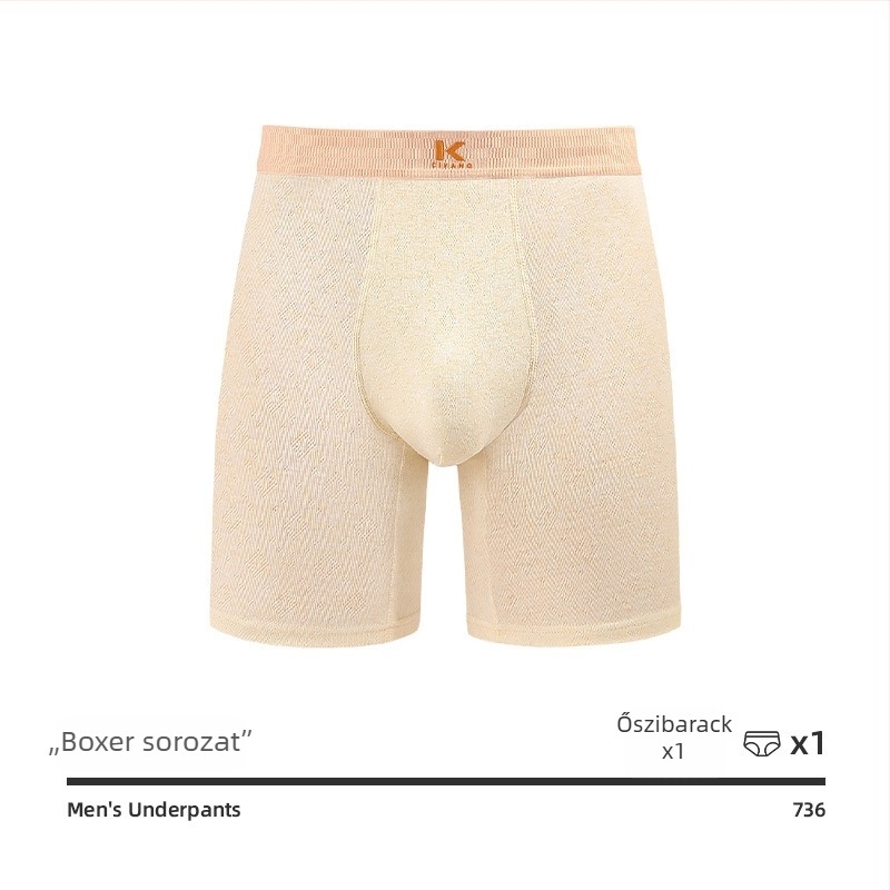 Férfi hosszú pamut boxer brief futáshoz – lélegző, kényelmes, középmagas derék, 95–100% pamut, antibakteriális