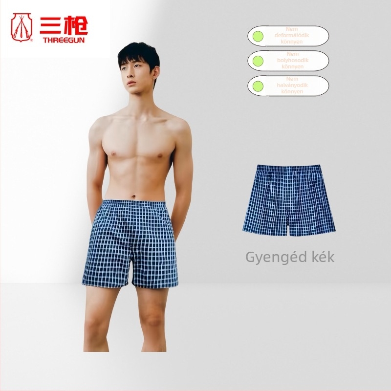 Férfi 100% pamutból készült középmagas derekú, lélegző otthoni nadrág minden évszakhoz