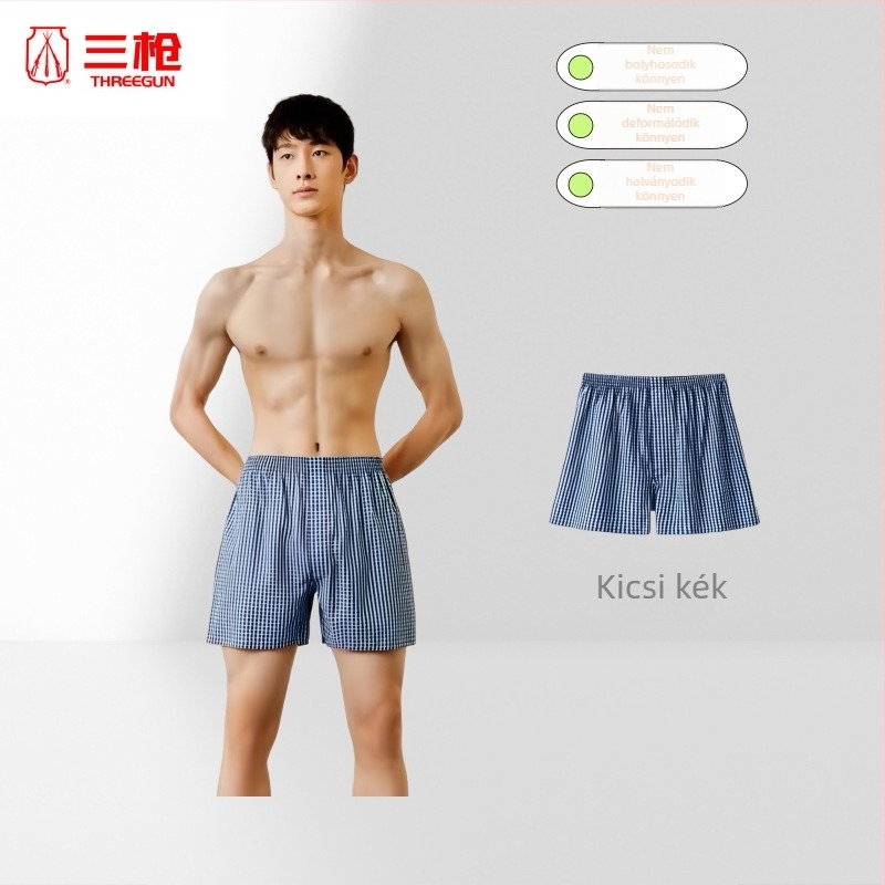 Férfi 100% pamutból készült középmagas derekú, lélegző otthoni nadrág minden évszakhoz