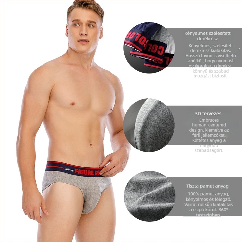 Férfi pamut alsónemű, lélegző, U-dizájnnal, alacsony derekú