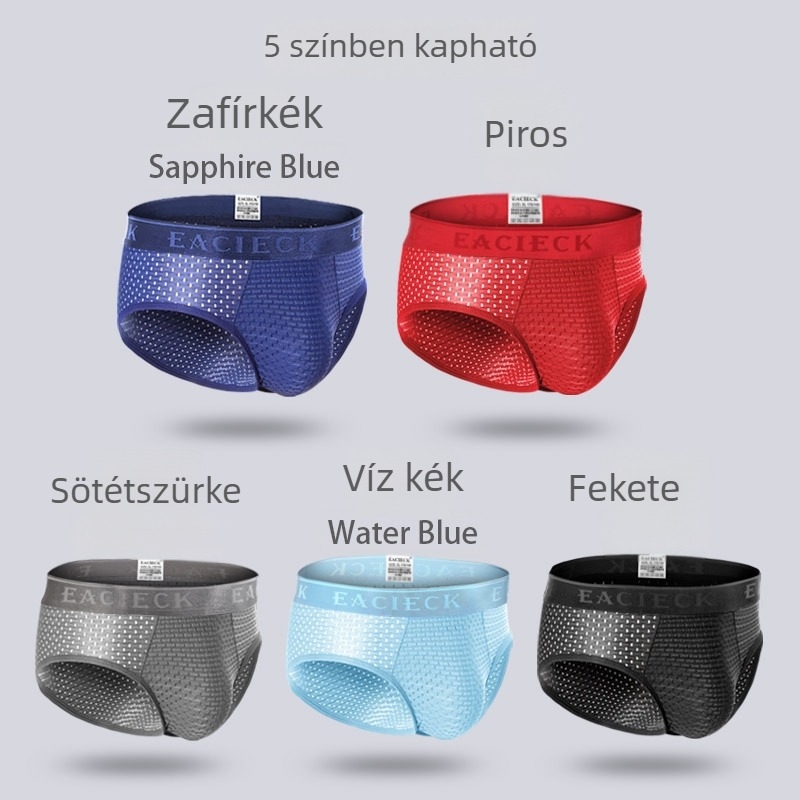 Férfi nagy méretű alsónemű, vékony modál Ice Silk, lélegző hálós panellel, nyárra