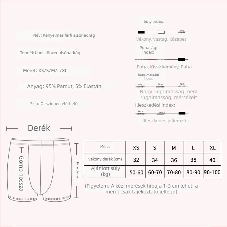 Férfi pamut alsónemű csillagos mintával, középmagas derekú, 95–100% pamut