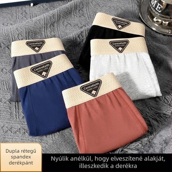 Légáteresztő férfi boxer briefs, középmagas derekú, egyszínű, sportos alsónemű