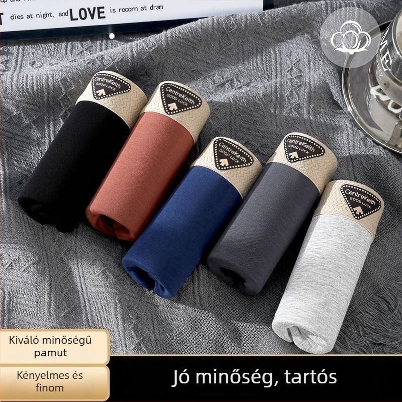 Légáteresztő férfi boxer briefs, középmagas derekú, egyszínű, sportos alsónemű