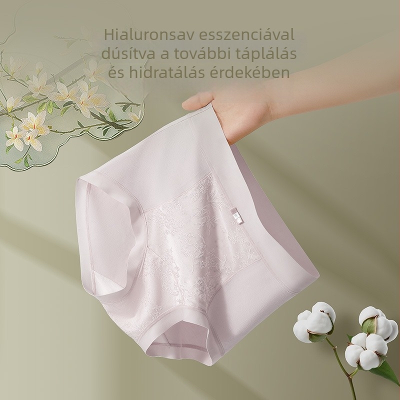 Női pamut alsónemű, magas derékú, jacquard mintás, légáteresztő, antibakteriális ágyékzóna, virágmintás