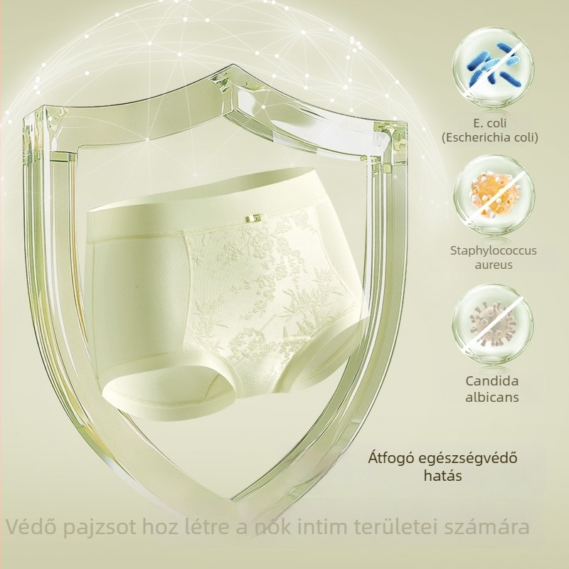 Női pamut alsónemű, magas derékú, jacquard mintás, légáteresztő, antibakteriális ágyékzóna, virágmintás