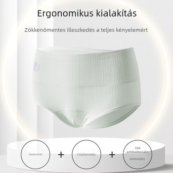 Női pamut alsónemű, magas derekú, hasi kontrollal, antibakteriális, lélegző, nyári vékony modell, plusz méret