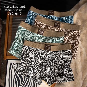 Férfi pamut alsónemű, lélegző, antibakteriális és gyorsan száradó; középmagasságú derék, kötött anyag.